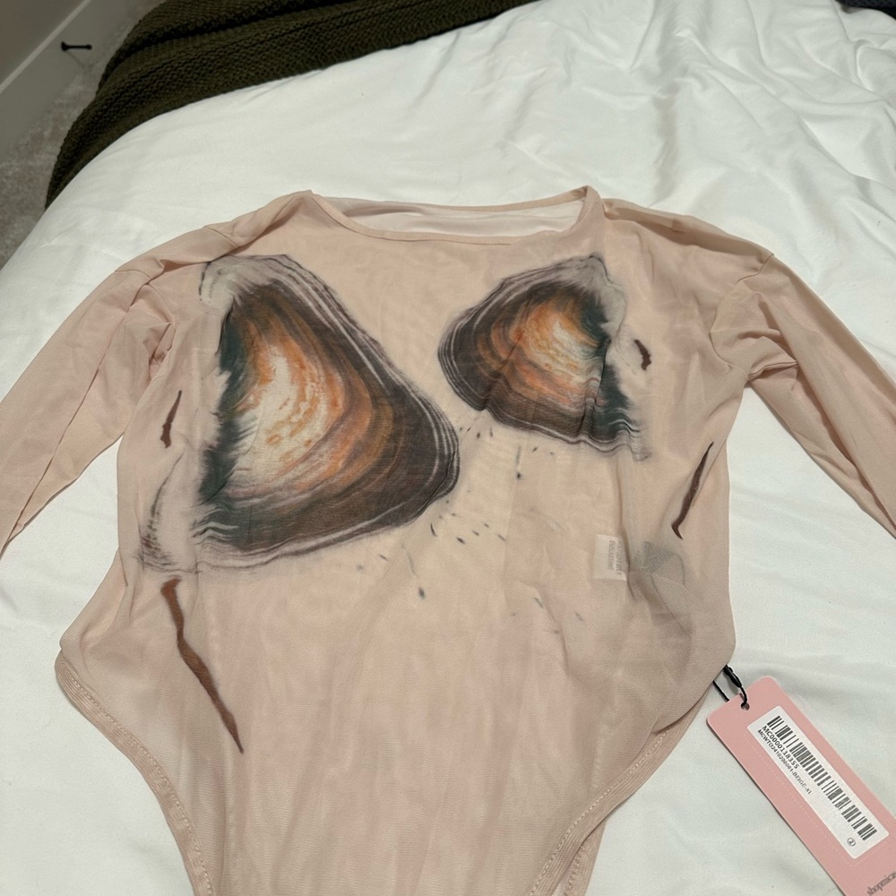 Sheer Artistic Bodysuit in Earthy Tones